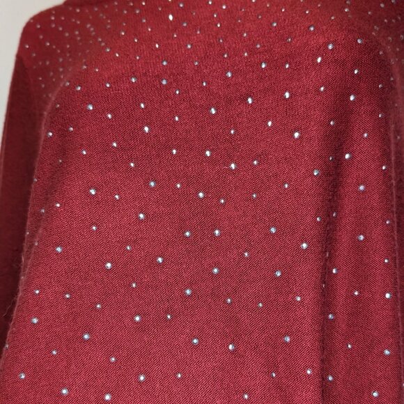 Apt. 9 Wine Red Sweater with Sliver Rhinestones 1X EUC - Picture 3 of 5